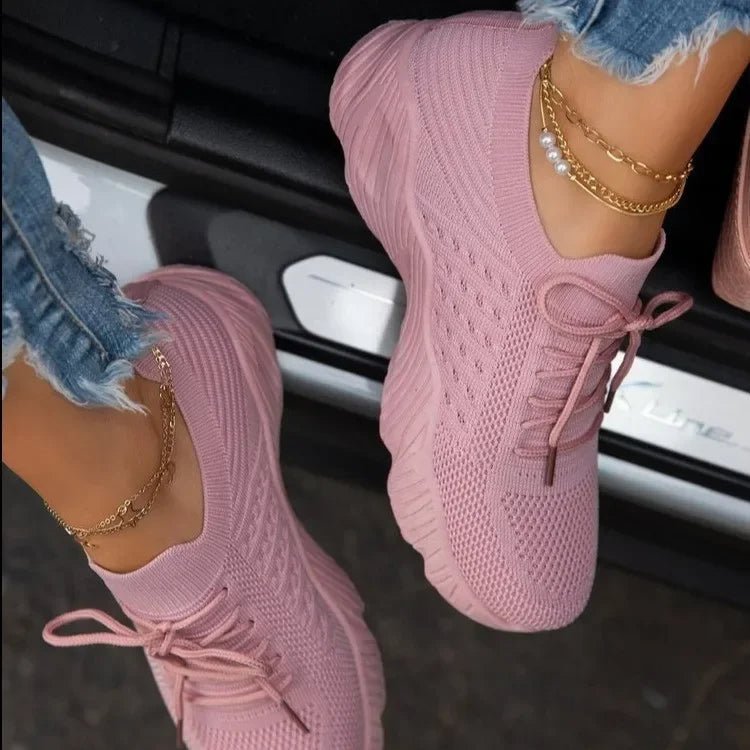 Women's Knit Slip-On Platform Trainers - Pink