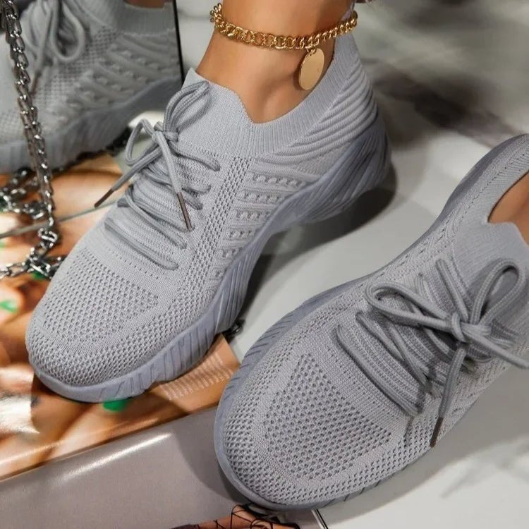 Women's Knit Slip-On Platform Trainers - Gray