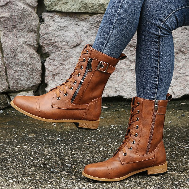 Women's Faux Leather Combat Boots