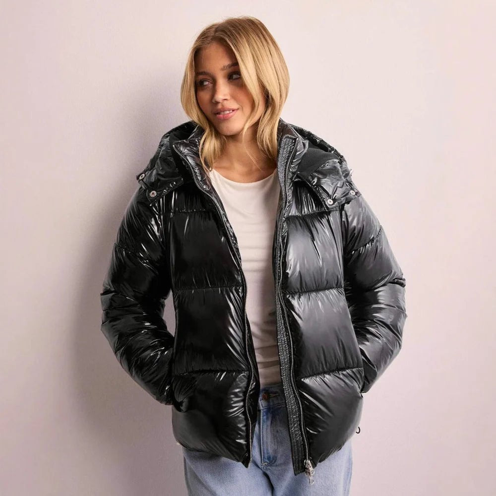 Women's Glossy Hooded Puffer Jacket