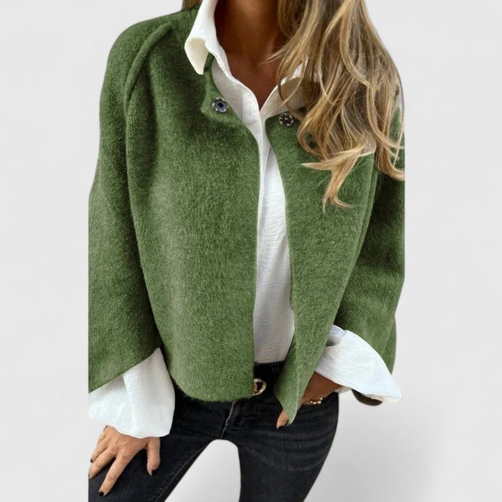 Women's Cropped Wool Jacket - Green
