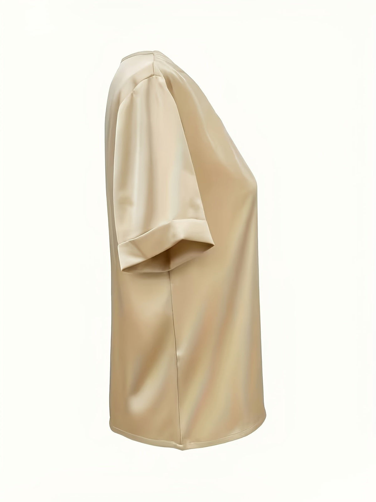 Women's Black V-Neck Satin Blouse