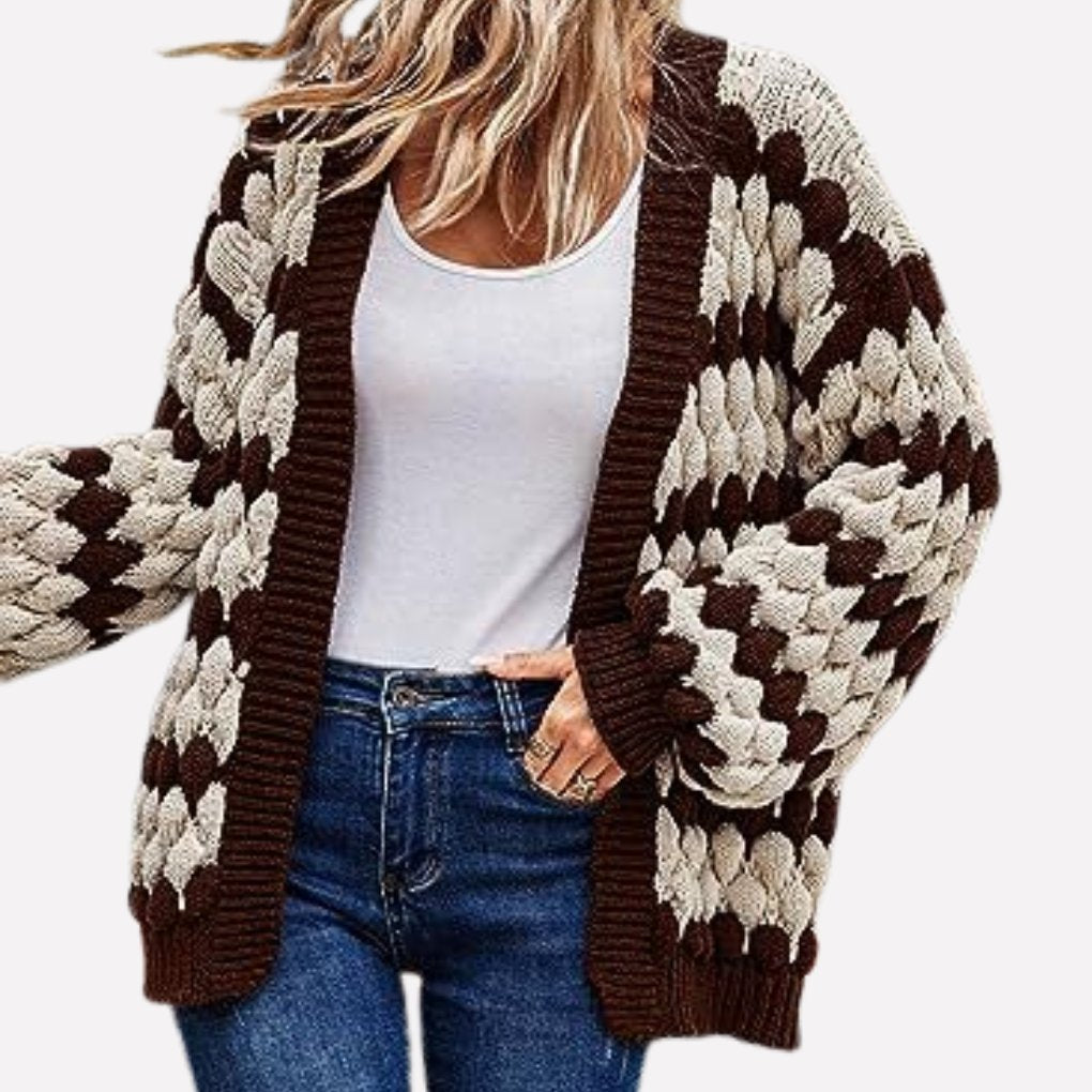 Women's Chunky Oversized Knit Cardigan - Coffee