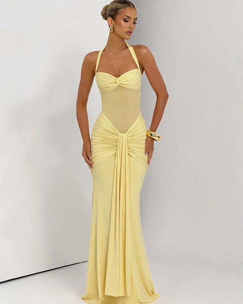 Women's Evening Halter Bodycon Maxi Party Gown