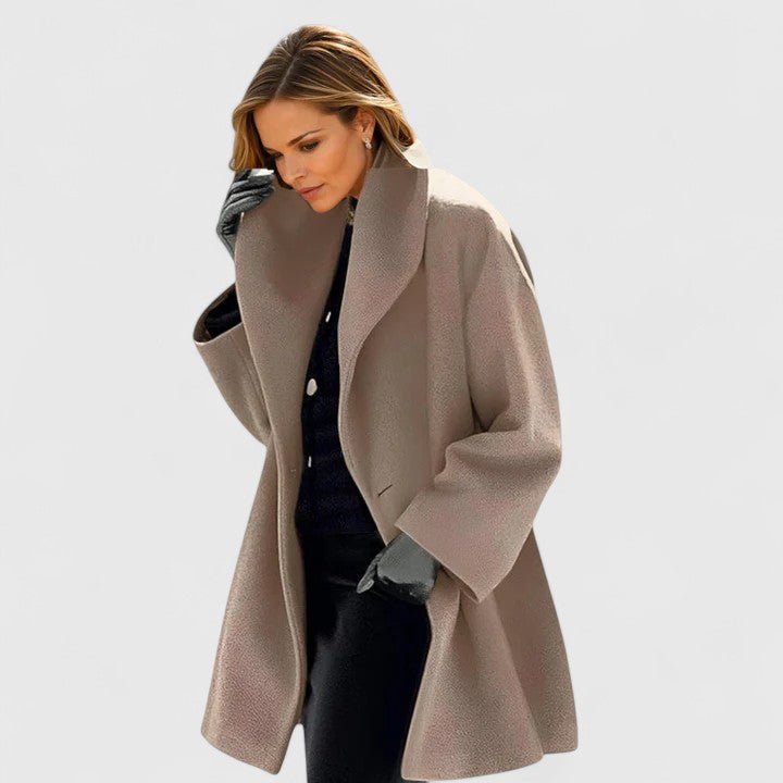 Women's Oversized Longline Wool Coat - Khaki