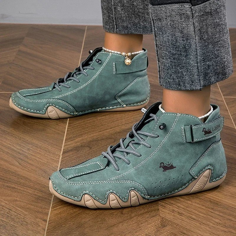Women's Faux Leather Ankle Lace-Up Trainers