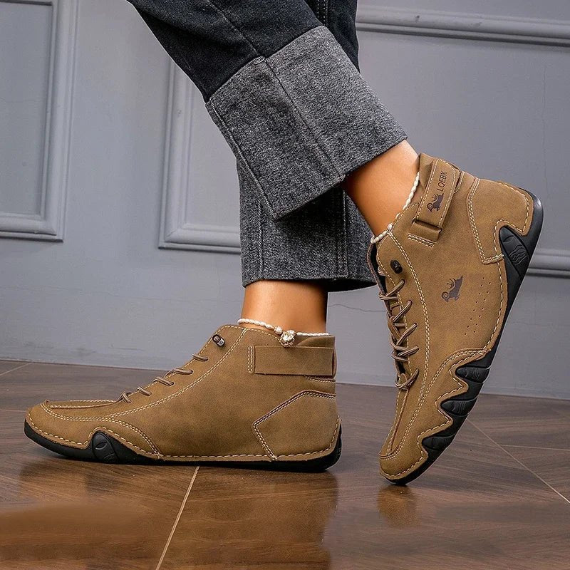 Women's Faux Leather Ankle Lace-Up Trainers