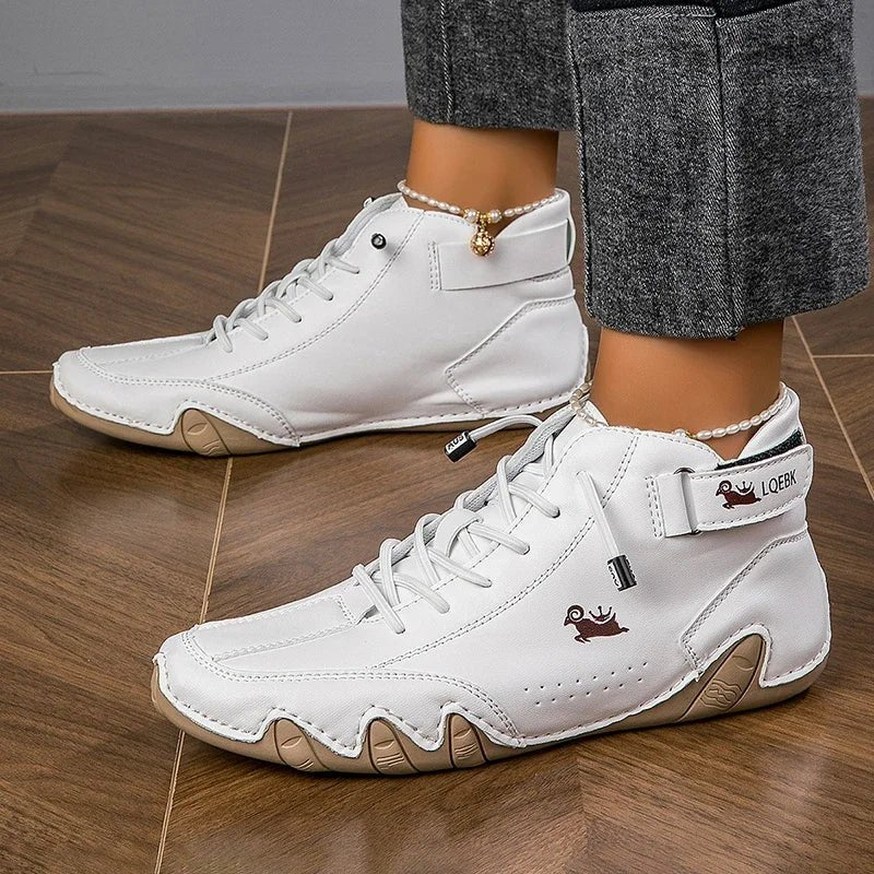 Women's Faux Leather Ankle Lace-Up Trainers