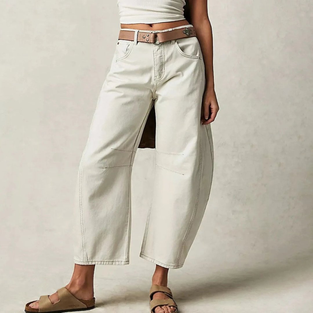 Women's High-Waisted Barrel Jeans - White