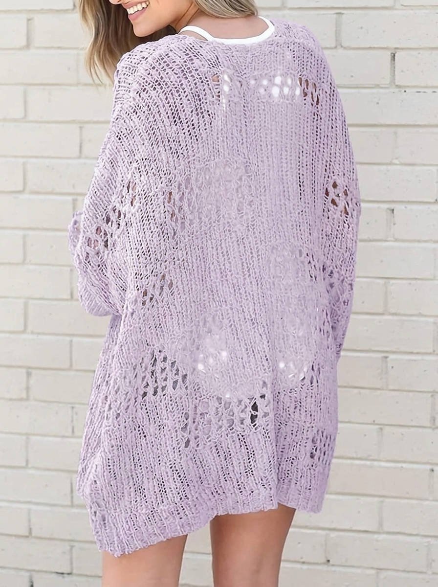 Women's Oversized Crochet Longline Cardigan