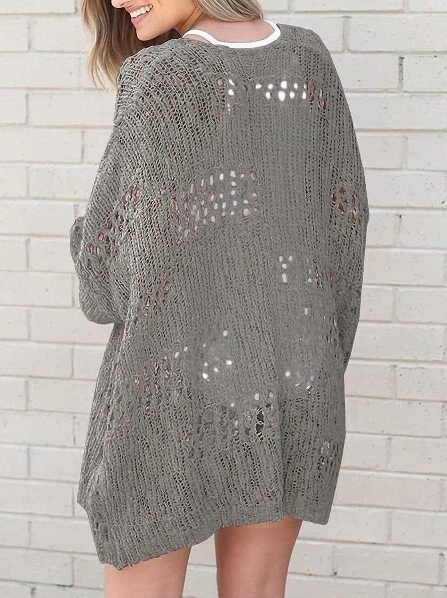 Women's Oversized Crochet Longline Cardigan