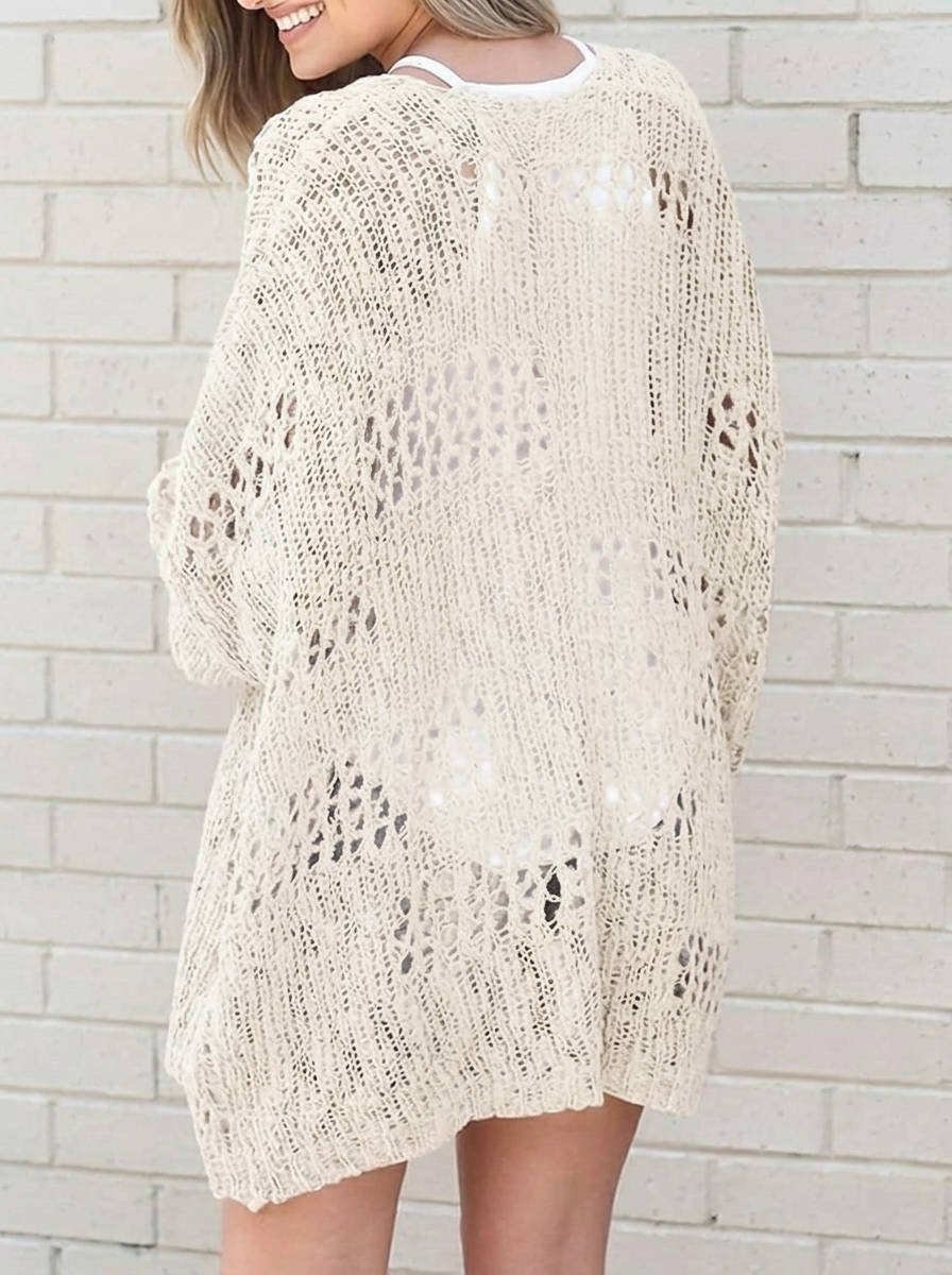Women's Oversized Crochet Longline Cardigan
