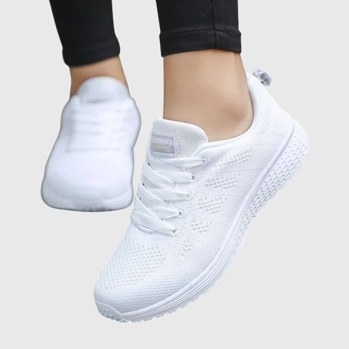 Women's Knit Running Lace-Up Trainers - White