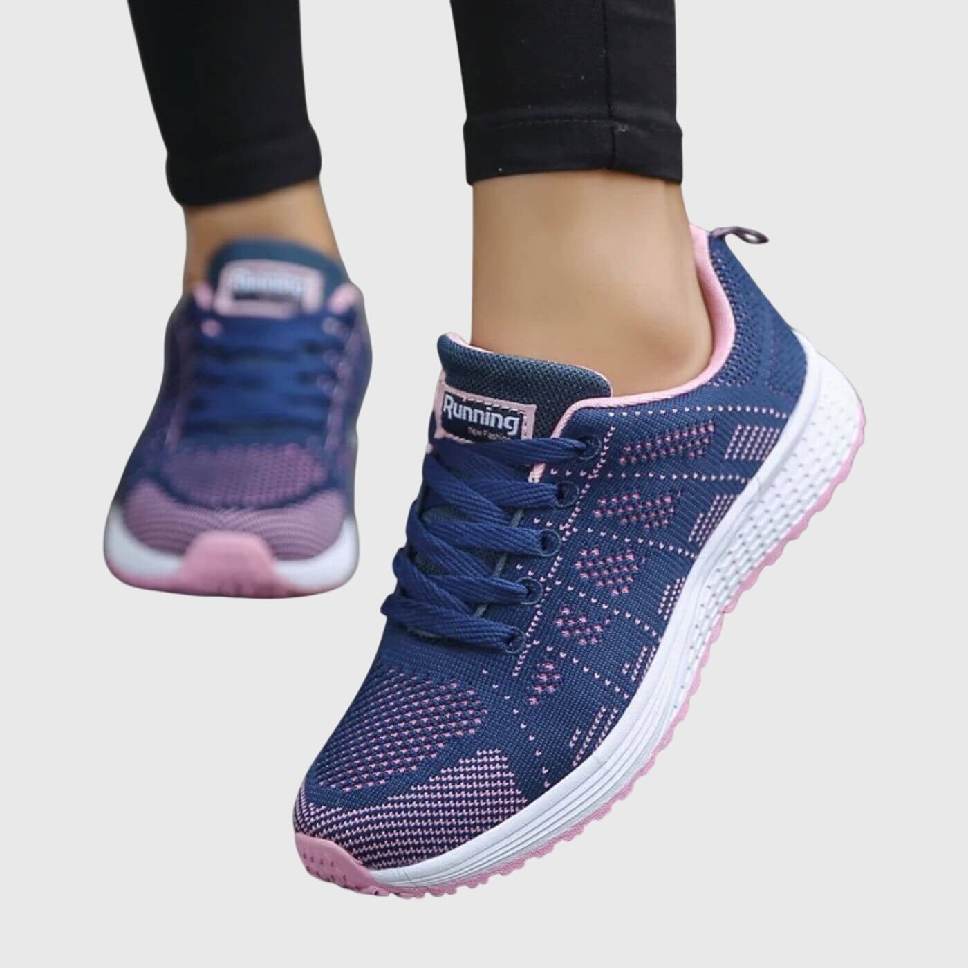 Women's Knit Running Lace-Up Trainers - Blue/Purple