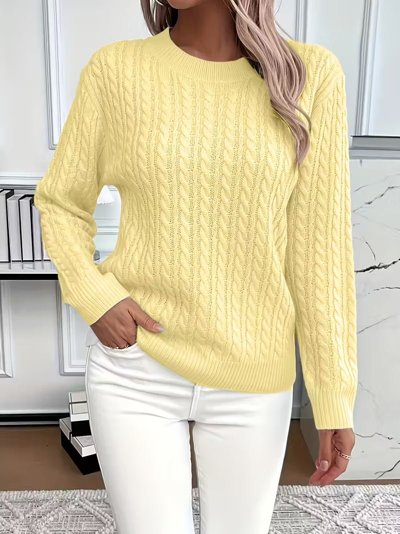 Women's Cable Knit Jumper - Yellow