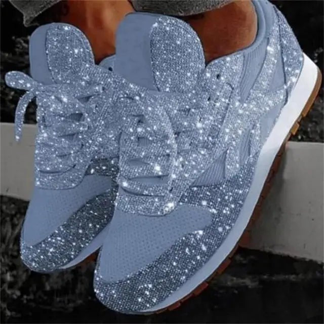 Women's Glitter Lace-Up Running Trainers