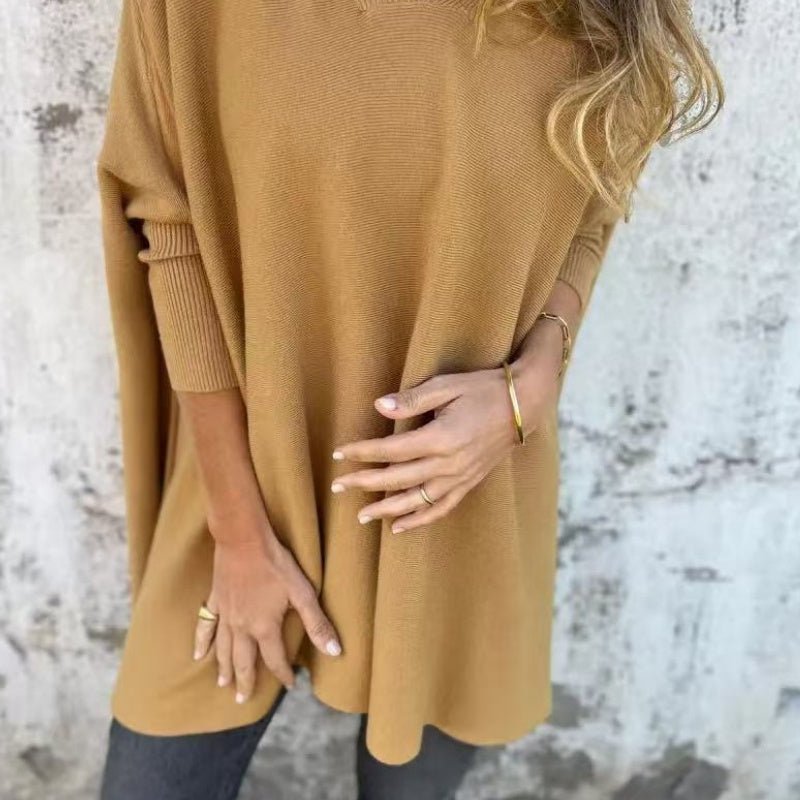 Women's Oversized Knit Ribbed V-Neck Jumper Dress