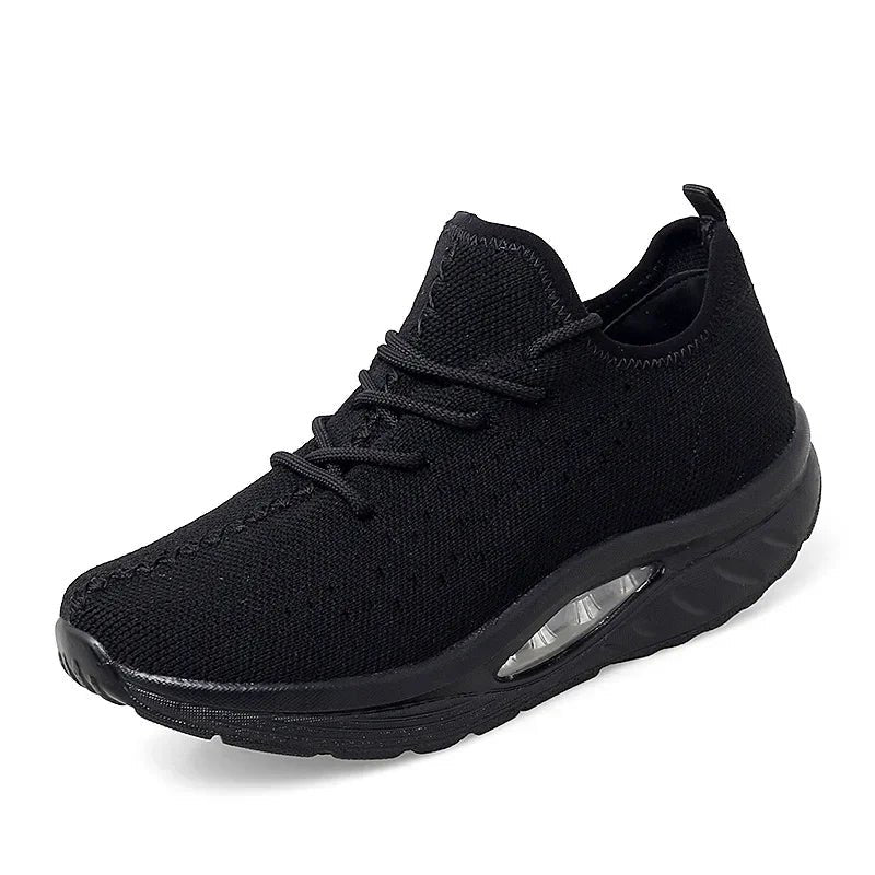 Women's Floral Platform Lace-Up Wedge Trainers - Black