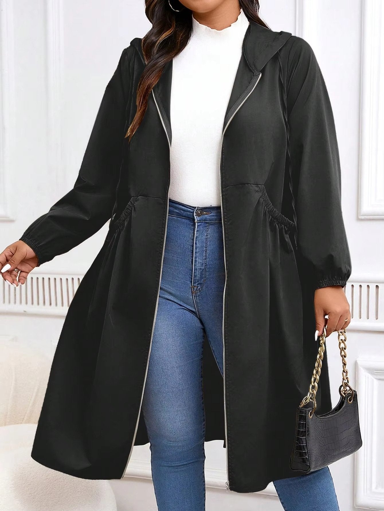 Women's Oversized Hooded Longline Trench Coat