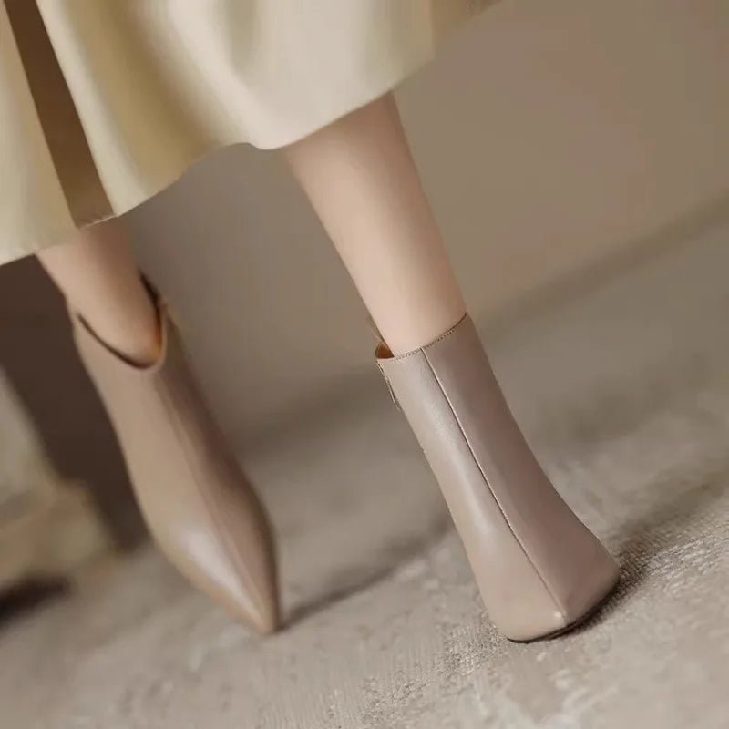 Women's Pointed-Toe Leather Ankle Boots