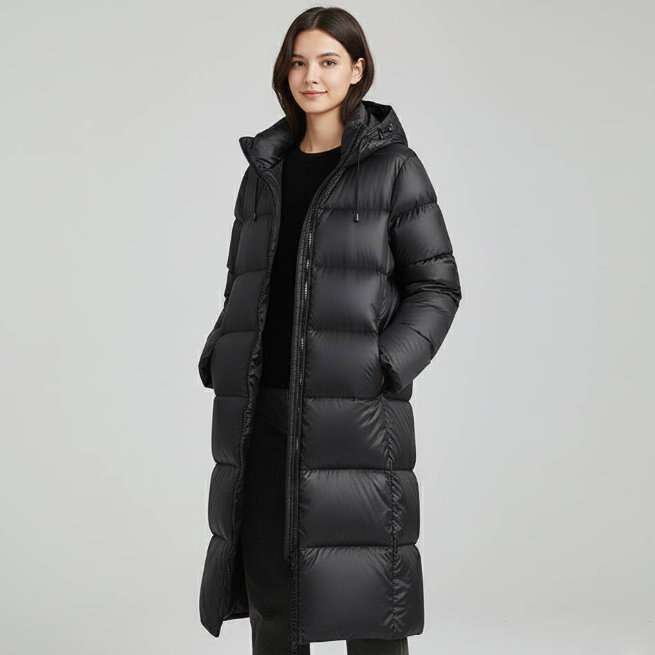 Women's Long Hooded Longline Puffer Coat
