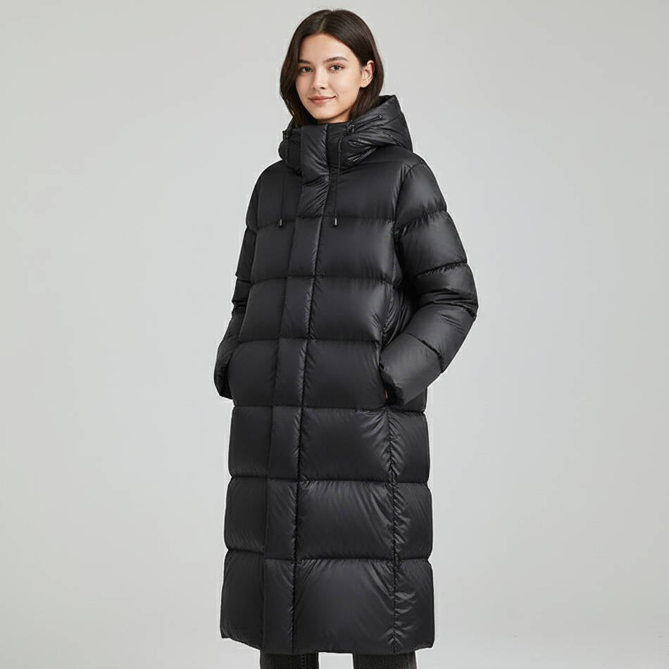 Women's Long Hooded Longline Puffer Coat
