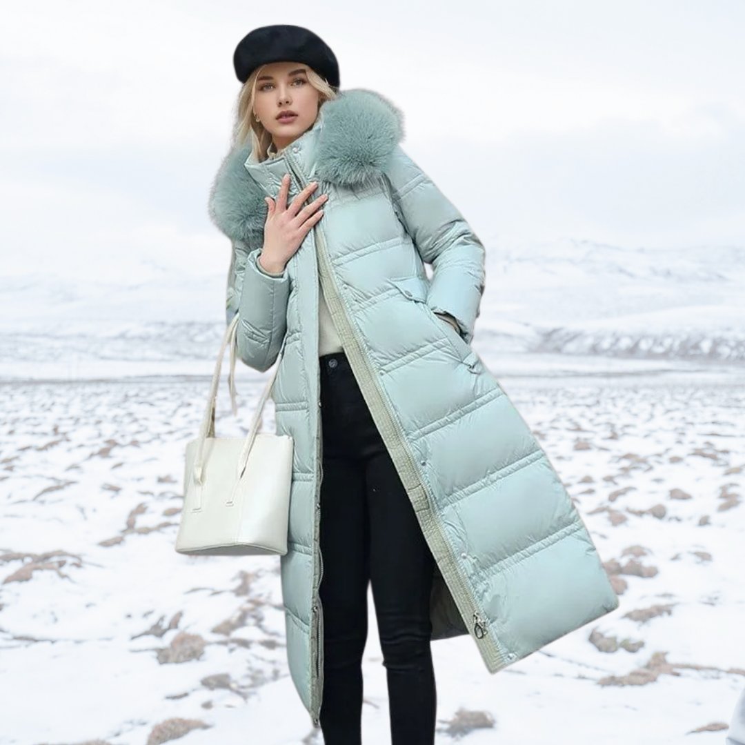 Women's Oversized Belted Longline Faux Fur Puffer Coat