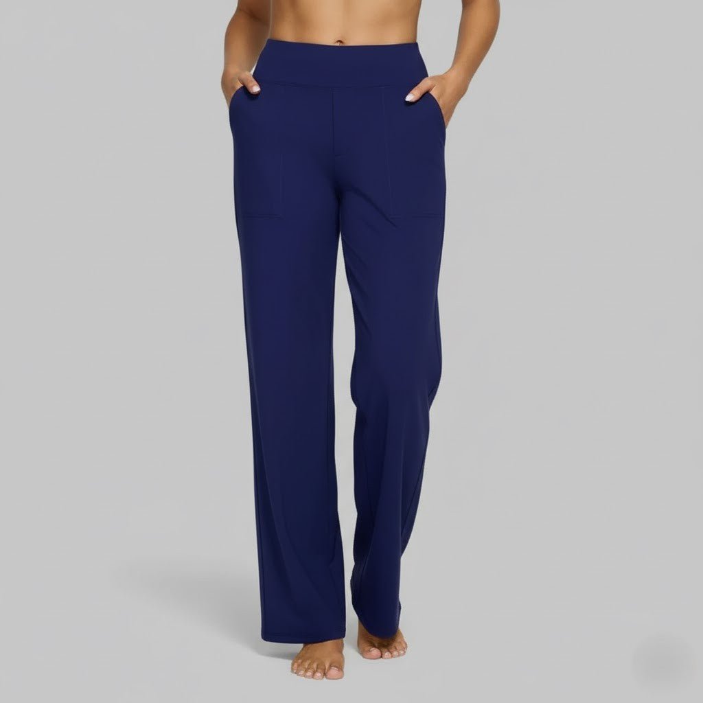 Women's High-Waisted Wide-Leg Trousers - Blue