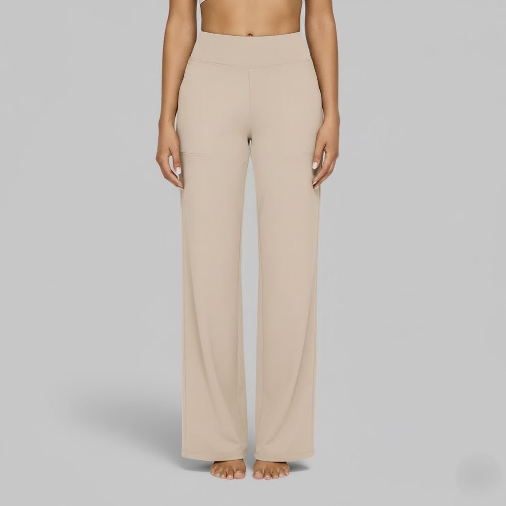 Women's High-Waisted Wide-Leg Trousers - Cream