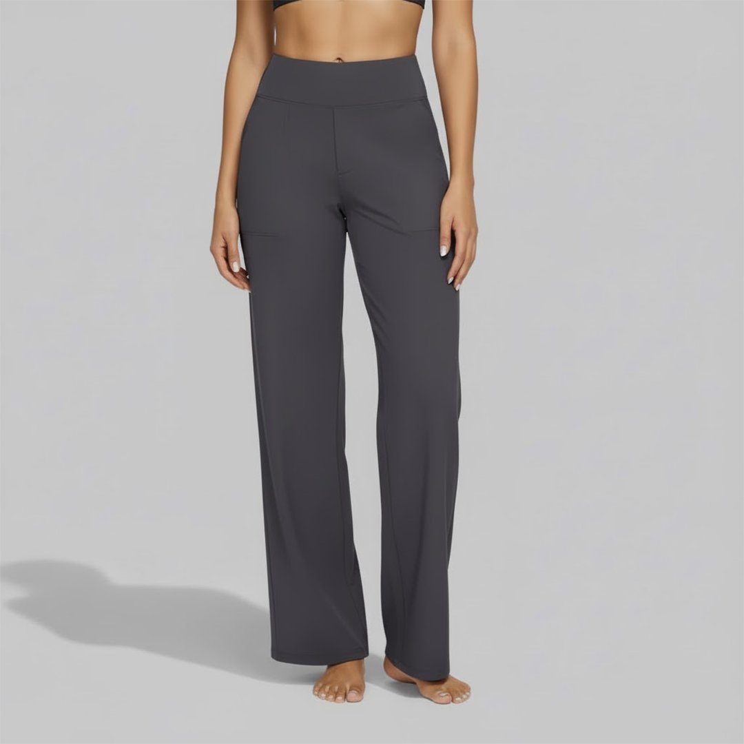 Women's High-Waisted Wide-Leg Trousers - Grey