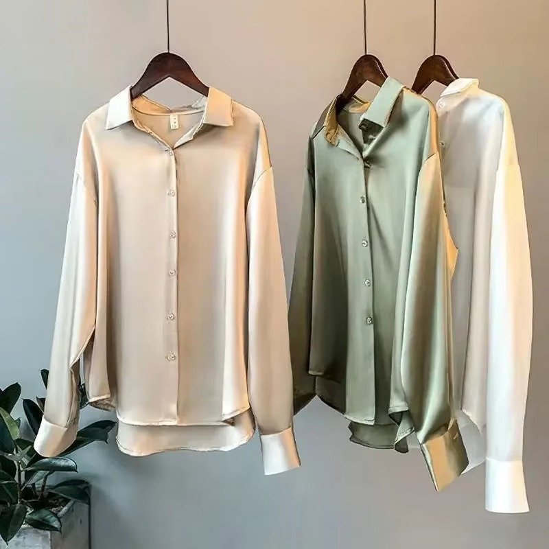 Women's Oversized Satin Blouse
