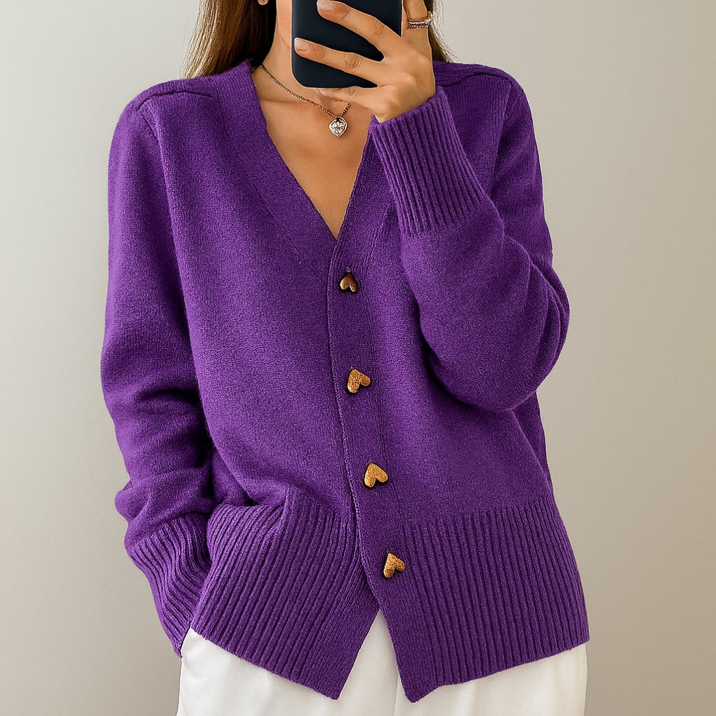 Women's Oversized V-Neck Cardigan - purple