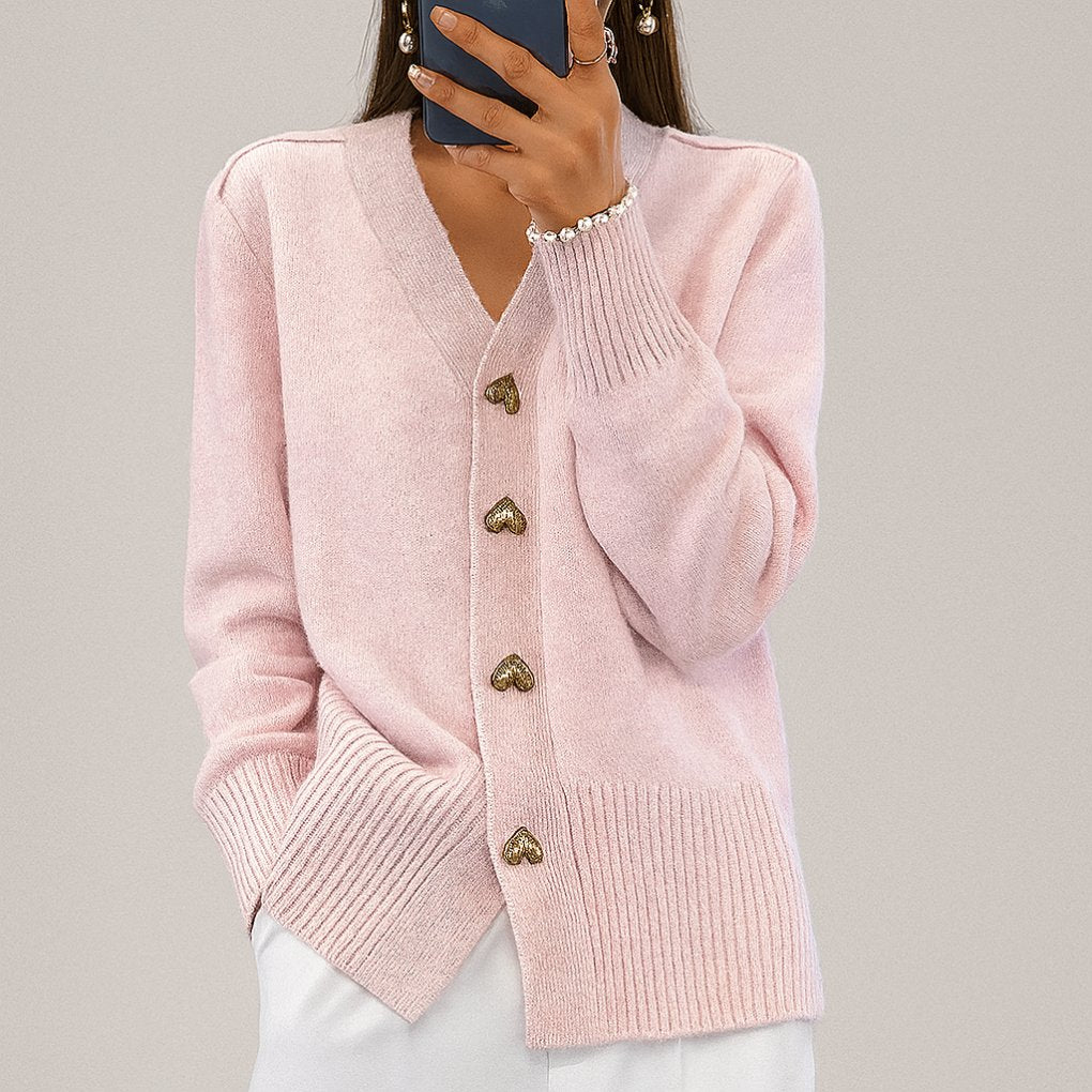 Women's Oversized V-Neck Cardigan - pink