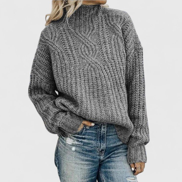 Women's Chunky Oversized Cable Knit Wool Jumper - Gray