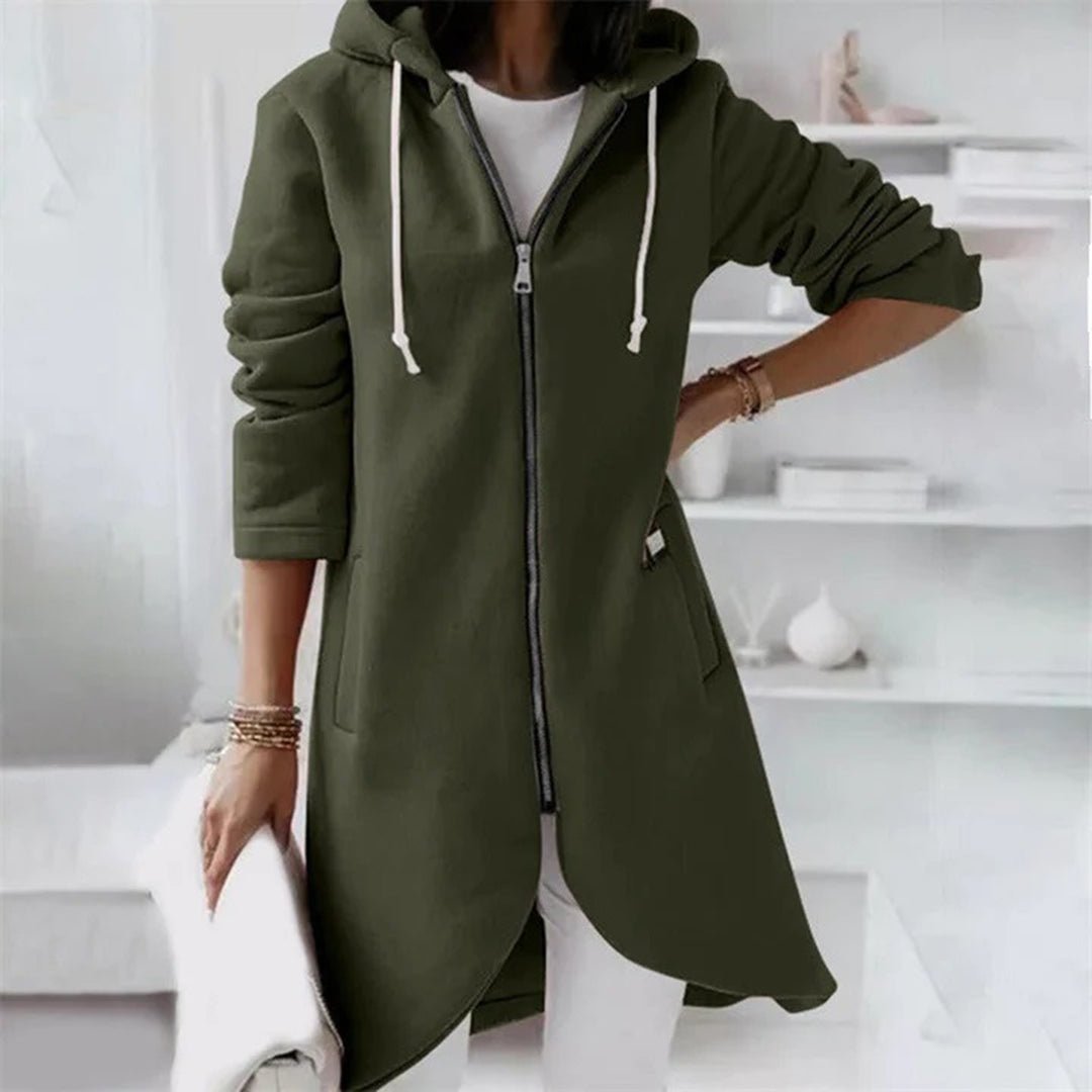 Women's Longline Hooded Coat - Green