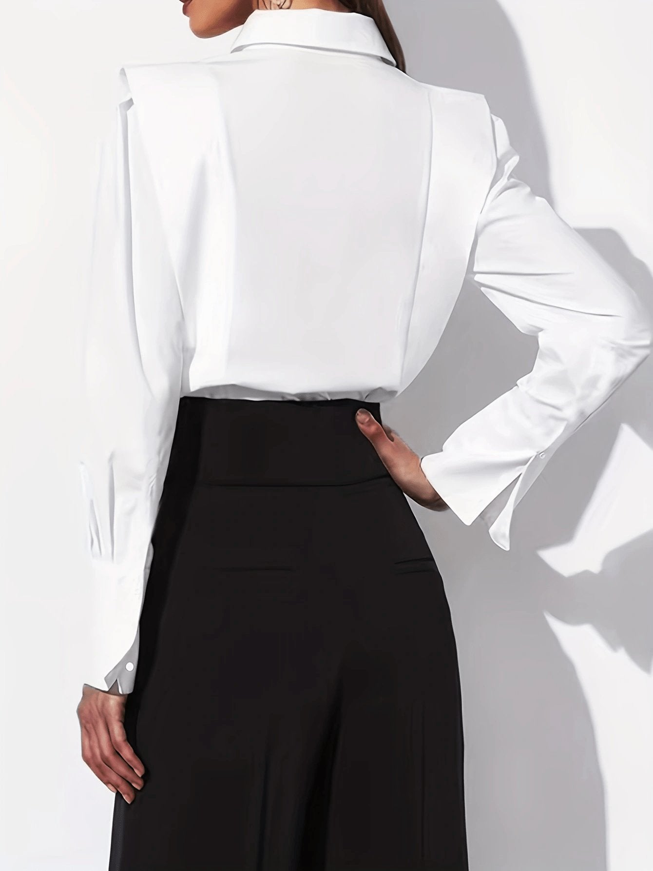 Women's Poplin Structured-Shoulder Blouse