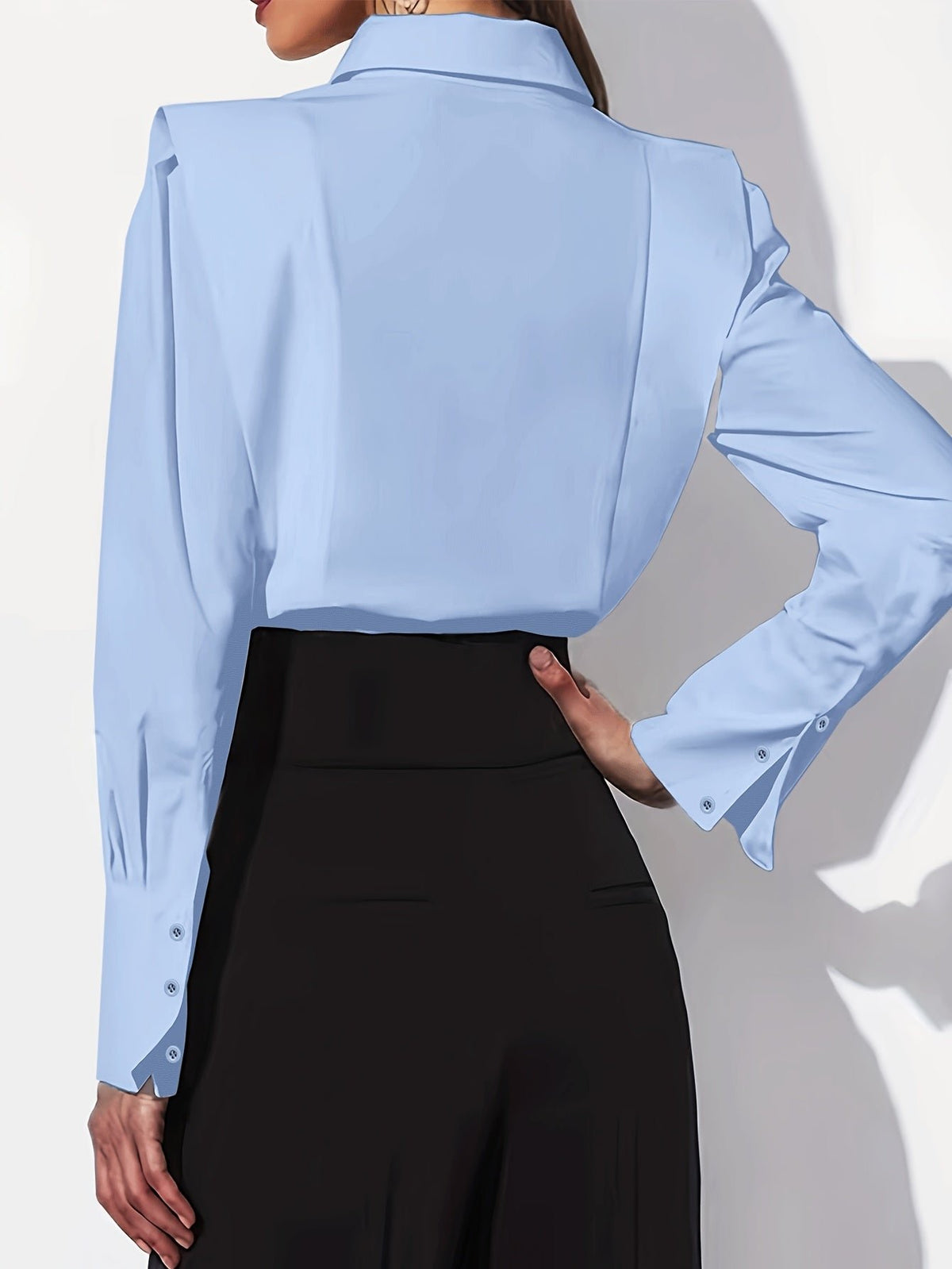 Women's Poplin Structured-Shoulder Blouse