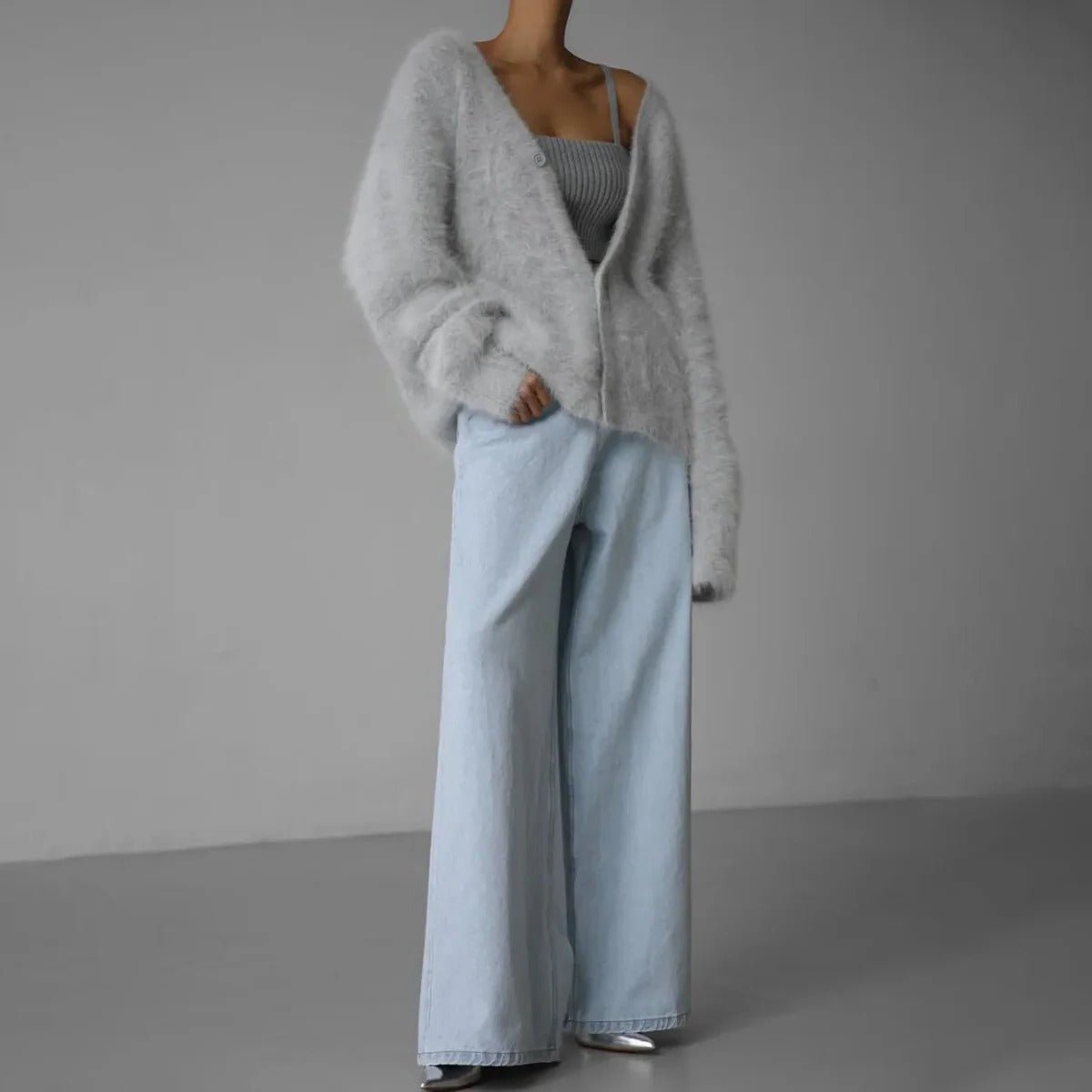 Women's Oversized V-Neck Cardigan
