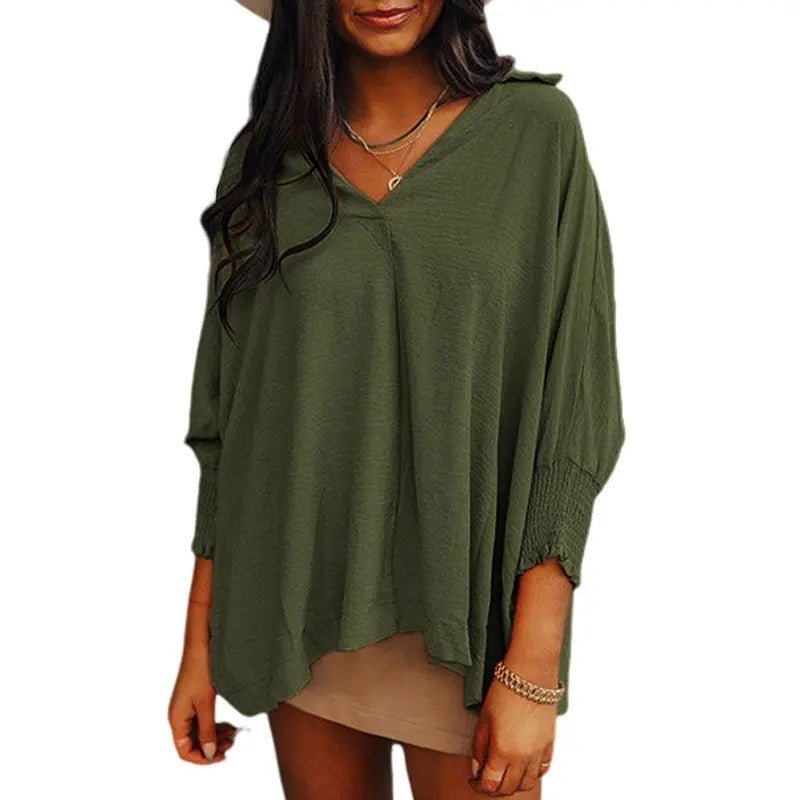 Women's Black Oversized Chiffon Blouse - Jungle Green