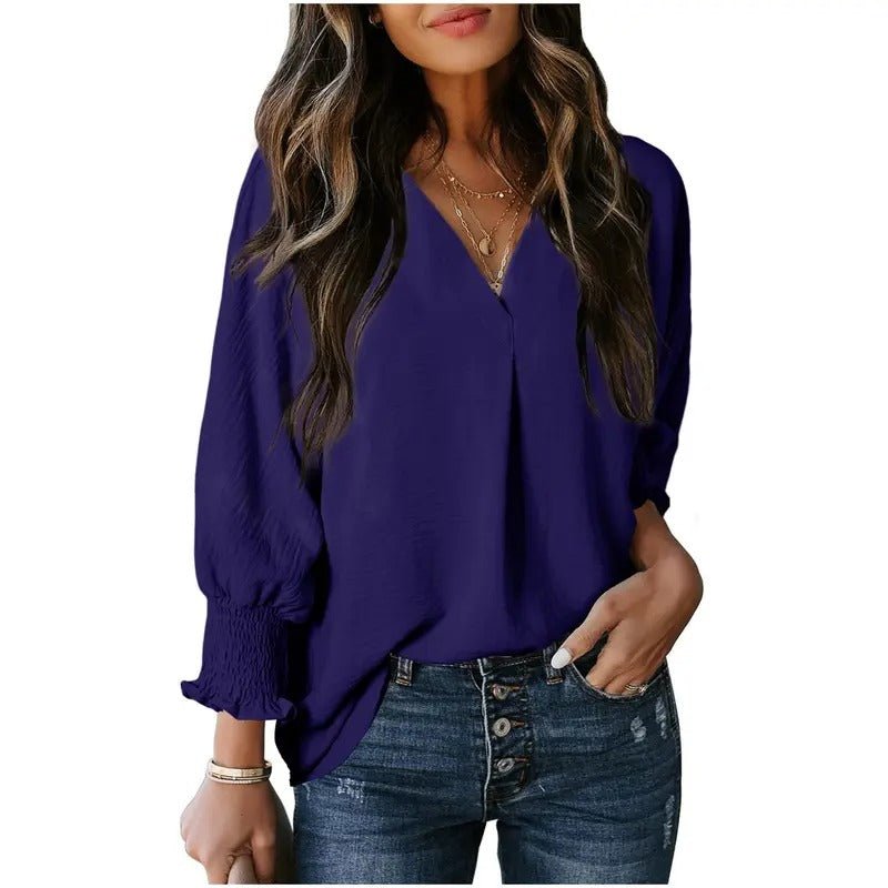 Women's Black Oversized Chiffon Blouse - Navy Blue