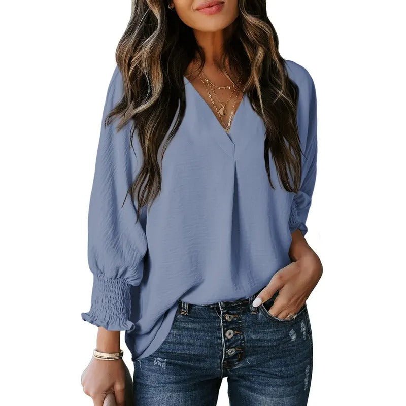 Women's Black Oversized Chiffon Blouse - Myosotis