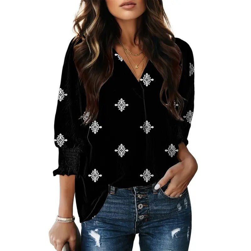 Women's Black Oversized Chiffon Blouse - Black-1