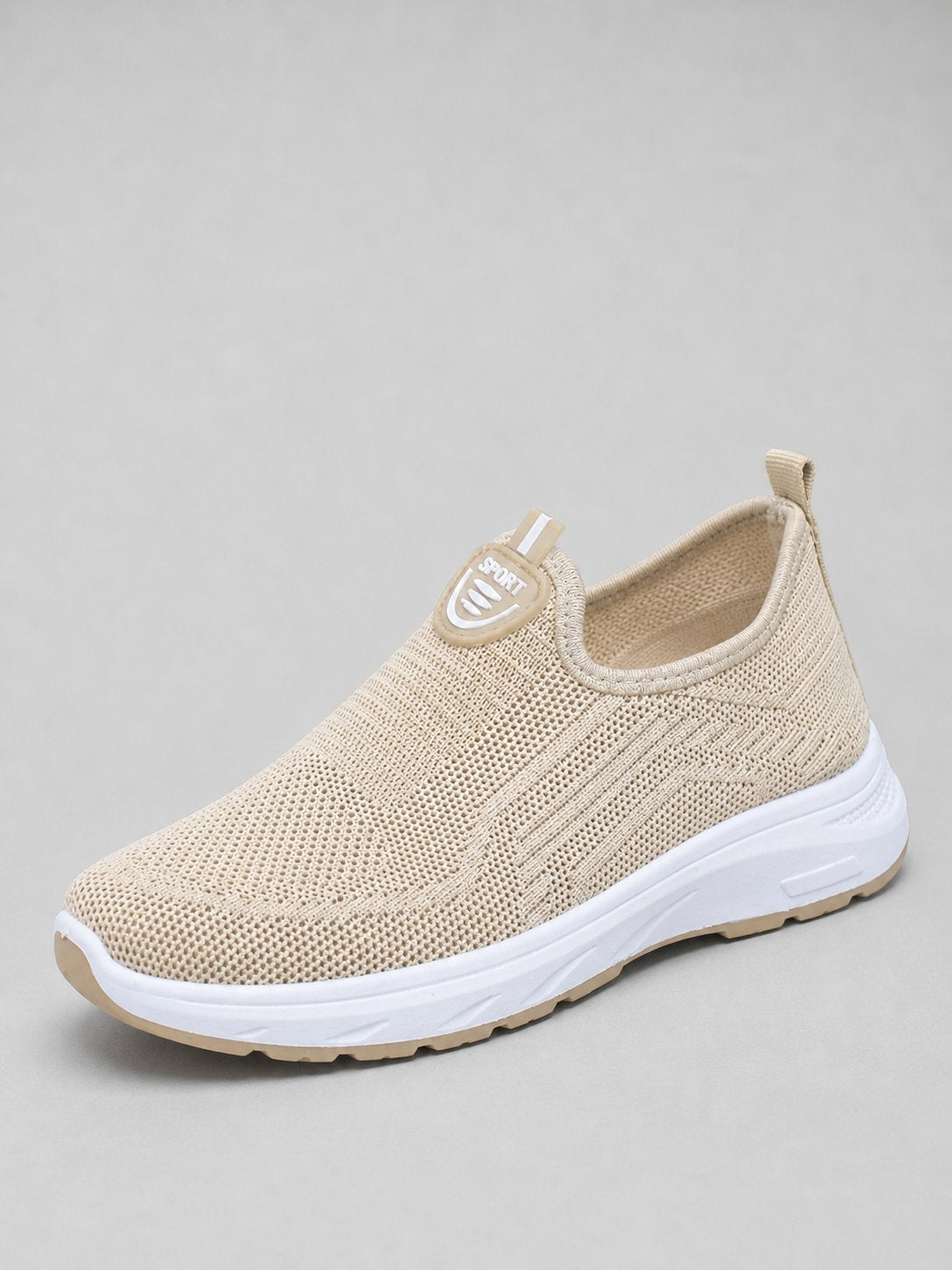 Women's Knit Slip-On Trainers - Beige
