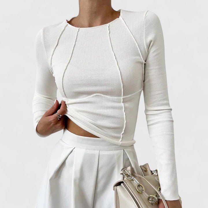 Women's Crop Long Sleeve Top - White