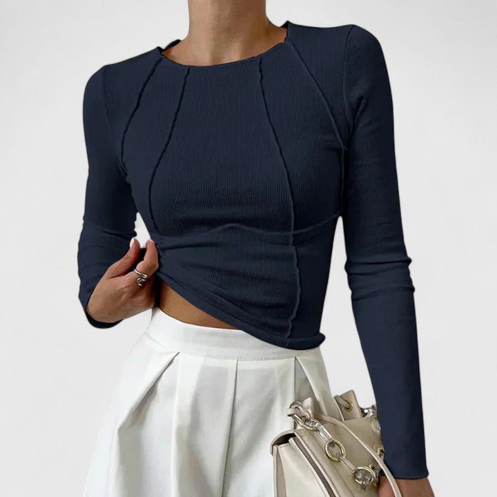 Women's Crop Long Sleeve Top - Marine Blue