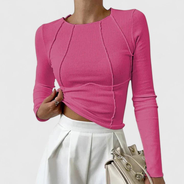 Women's Crop Long Sleeve Top - Pink