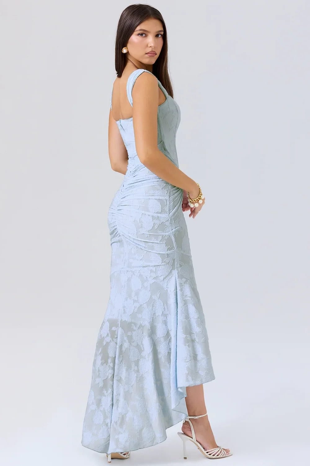 Women's Floral Square Neck Bodycon Party Dress
