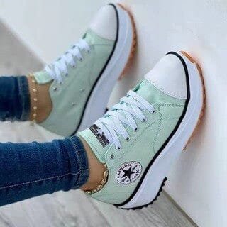 Women's Chunky Platform Lace-Up Trainers - Green
