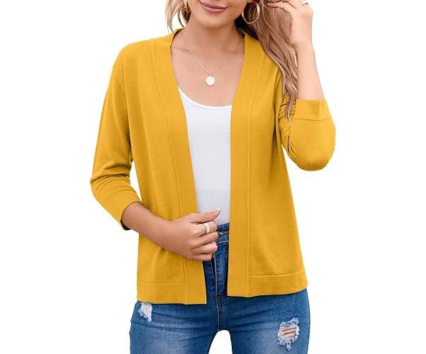 Women's Cropped Open-Front Cardigan - Lemon Yellow