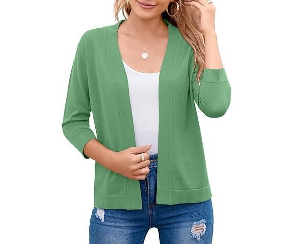 Women's Cropped Open-Front Cardigan - Fruit Green